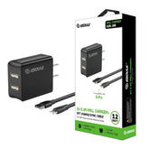 ESOULK | 12W 2.4A | DUAL USB WALL CHARGER WITH 5FT CABLE FOR IPHONE (IOS) | BLACK